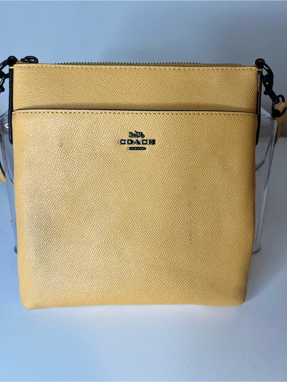 Coach Yellow Leather Crossbody Bag with Front Slip Pocket